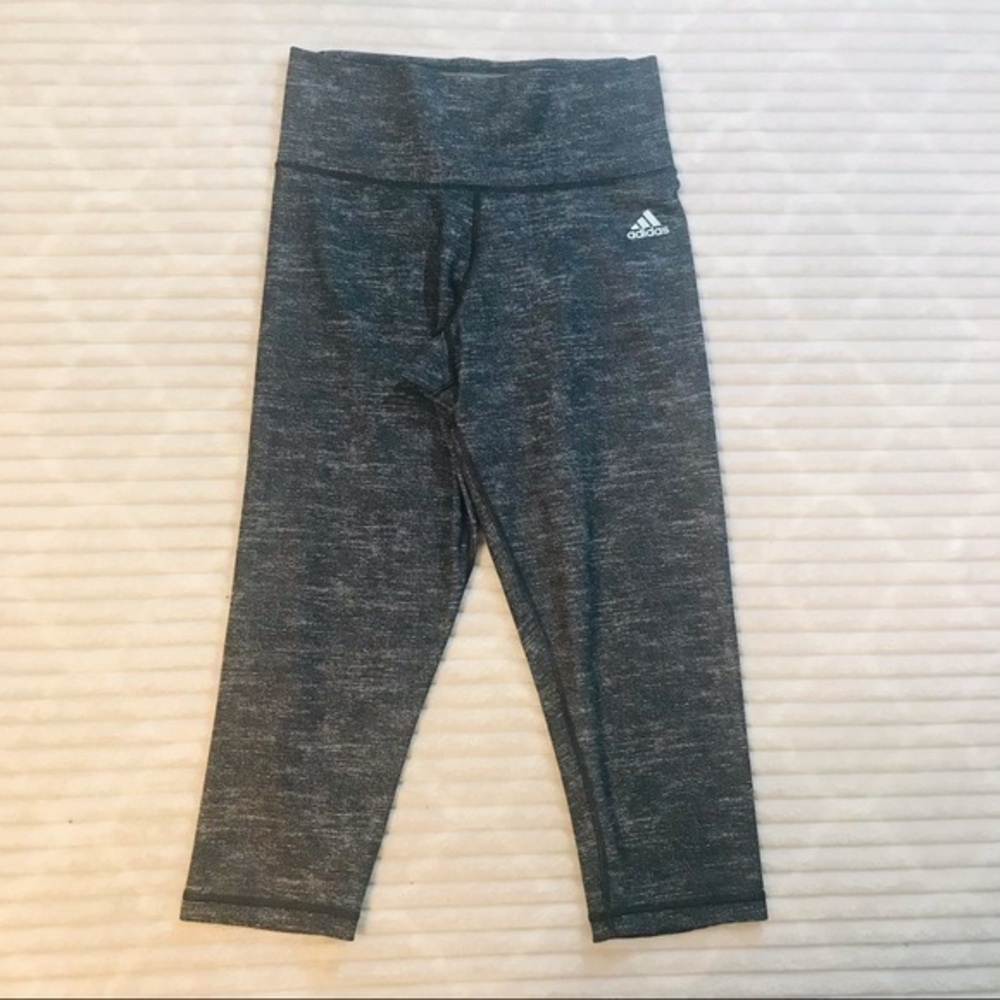 Adidas ClimaLite High Waist Green Gray Space Dye Compression Cropped Leggings